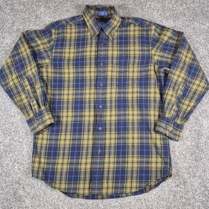 Pendleton Shirt Mens Medium Plaid Canterbury Cloth Merino Wool Pima‎ Cotton